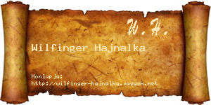 Wilfinger Hajnalka névjegykártya